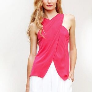 Ramy Brook Watermelon Pink Becky Silk Draped Halter Neckline Top Women’s Large